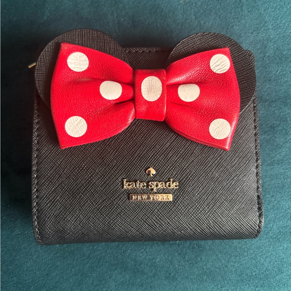 Kate Spade  Black Wallet with Red Polka Dot Bow
